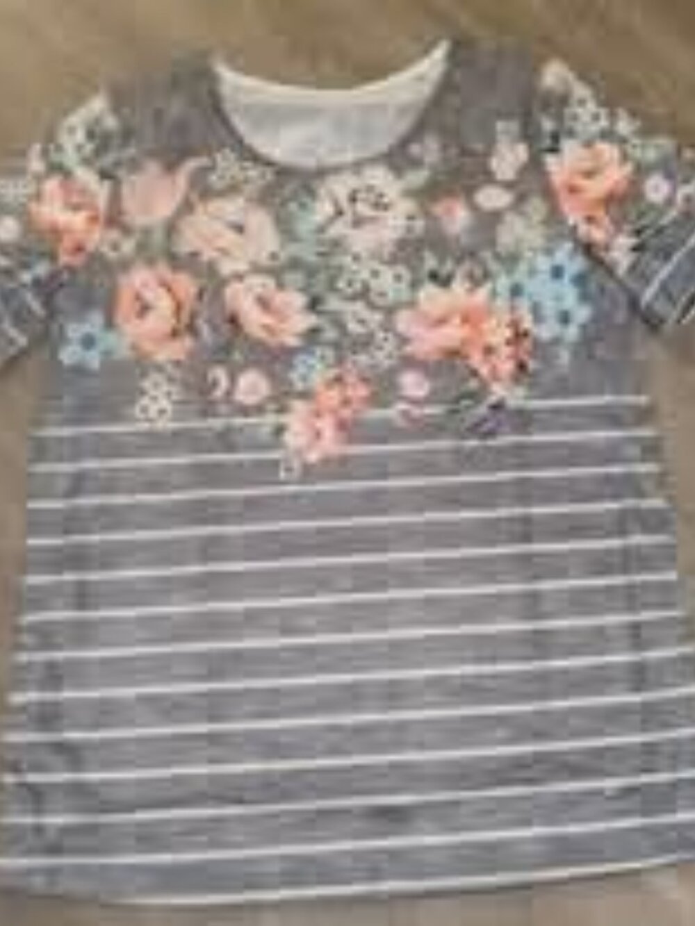 Gray Floral Striped Shirt